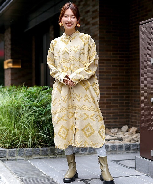 チチカカ（チチカカ）の「ナバホジャカードワンピース（シャツワンピース・レディース・ブラウン/アイボリー/ピンク・FREE）」の8枚目の写真