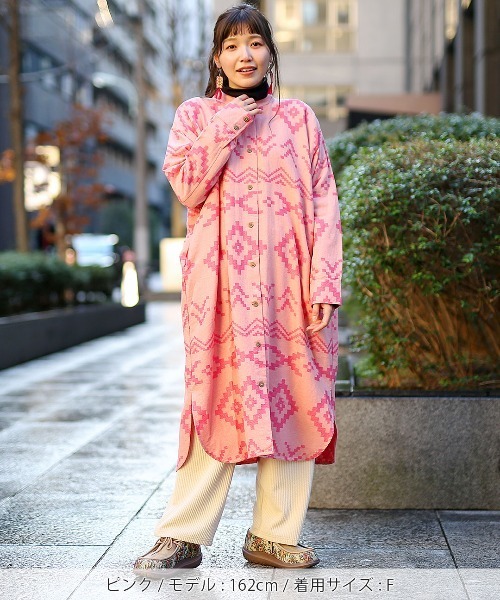 チチカカ（チチカカ）の「ナバホジャカードワンピース（シャツワンピース・レディース・ブラウン/アイボリー/ピンク・FREE）」の13枚目の写真