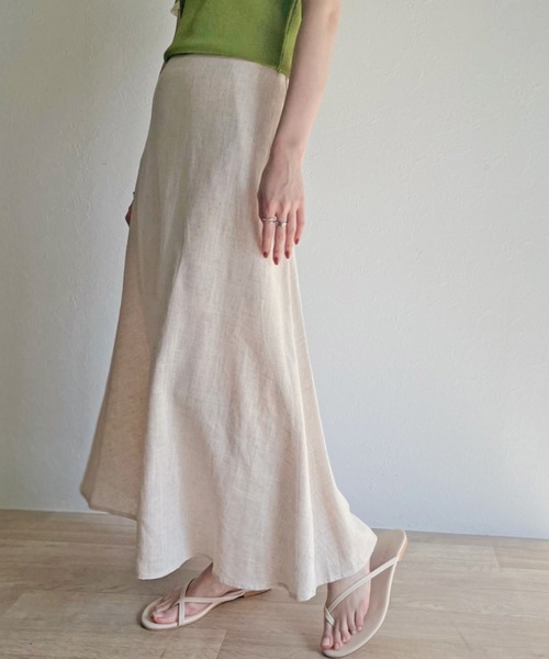 ISOOK(アイスー)の「【ZOZOTOWN限定】Linen flare skirt / リネンフレアスカート(スカート・レディース・グリーン/マスタード/ナチュラル・FREE)」の2枚目の写真