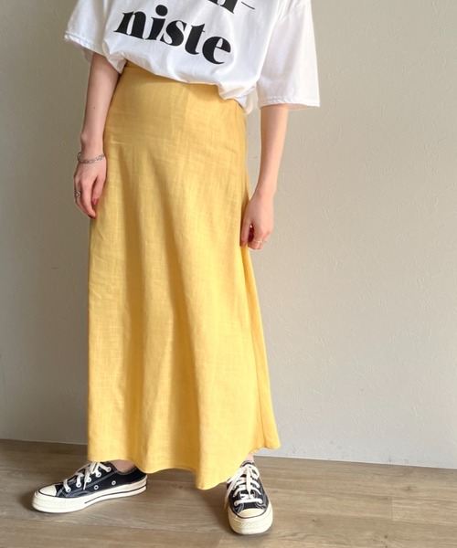 ISOOK(アイスー)の「【ZOZOTOWN限定】Linen flare skirt / リネンフレアスカート(スカート・レディース・グリーン/マスタード/ナチュラル・FREE)」の3枚目の写真