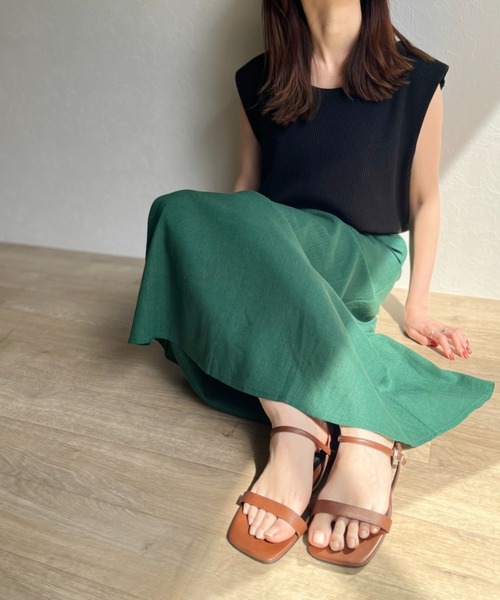 ISOOK(アイスー)の「【ZOZOTOWN限定】Linen flare skirt / リネンフレアスカート(スカート・レディース・グリーン/マスタード/ナチュラル・FREE)」の5枚目の写真