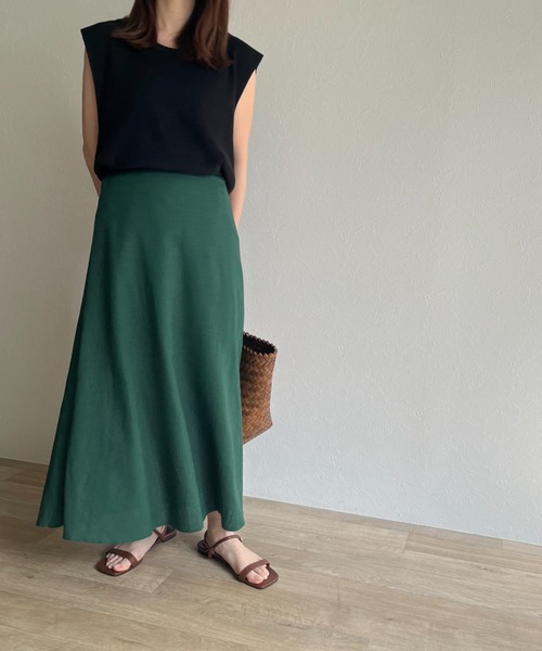 ISOOK(アイスー)の「【ZOZOTOWN限定】Linen flare skirt / リネンフレアスカート(スカート・レディース・グリーン/マスタード/ナチュラル・FREE)」の18枚目の写真