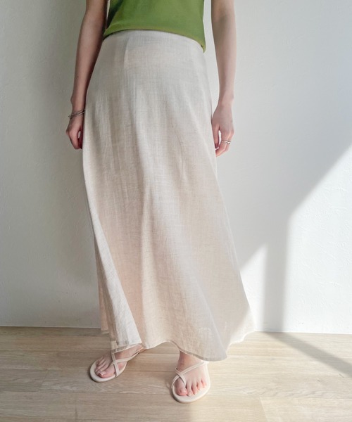 ISOOK(アイスー)の「【ZOZOTOWN限定】Linen flare skirt / リネンフレアスカート(スカート・レディース・グリーン/マスタード/ナチュラル・FREE)」の16枚目の写真