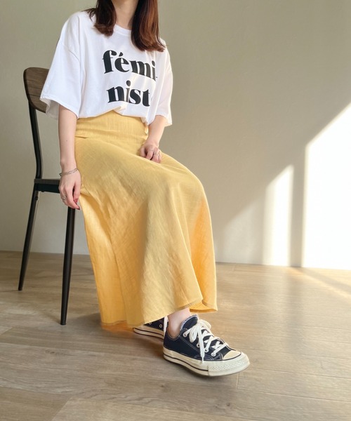 ISOOK(アイスー)の「【ZOZOTOWN限定】Linen flare skirt / リネンフレアスカート(スカート・レディース・グリーン/マスタード/ナチュラル・FREE)」の9枚目の写真