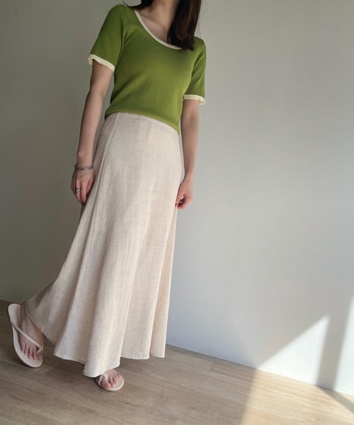 ISOOK(アイスー)の「【ZOZOTOWN限定】Linen flare skirt / リネンフレアスカート(スカート・レディース・グリーン/マスタード/ナチュラル・FREE)」の4枚目の写真