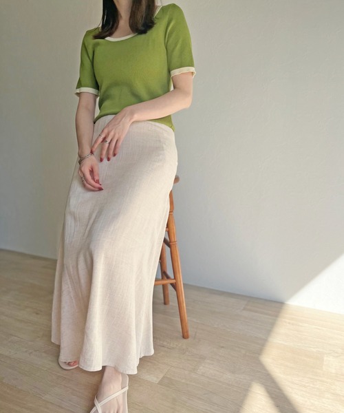 ISOOK(アイスー)の「【ZOZOTOWN限定】Linen flare skirt / リネンフレアスカート(スカート・レディース・グリーン/マスタード/ナチュラル・FREE)」の7枚目の写真