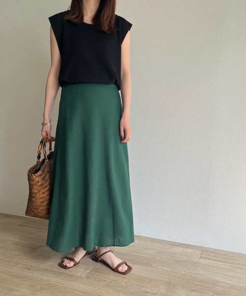 ISOOK(アイスー)の「【ZOZOTOWN限定】Linen flare skirt / リネンフレアスカート(スカート・レディース・グリーン/マスタード/ナチュラル・FREE)」の12枚目の写真