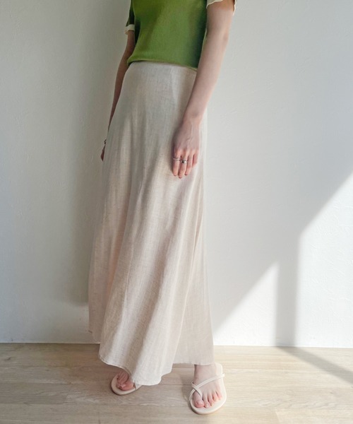 ISOOK(アイスー)の「【ZOZOTOWN限定】Linen flare skirt / リネンフレアスカート(スカート・レディース・グリーン/マスタード/ナチュラル・FREE)」の17枚目の写真