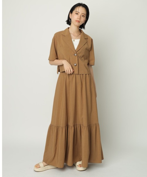 極美品 カデュネ CADUNE 半袖ジャケット ブラウン ウォッシャブル 36 極美品 カデュネ CADUNE 半袖ジャケット ブラウン