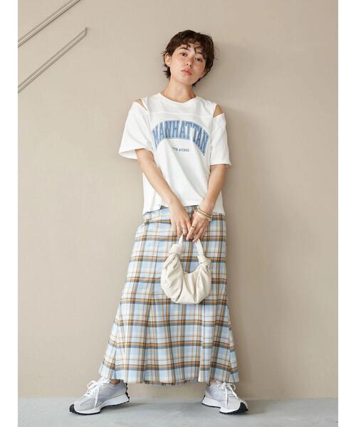 earth music&ecology(アースミュージックアンドエコロジー)の「マドラスチェックマーメイドスカート(スカート・レディース・ブラウン系その他4/ベージュ系その他4/ブルー系その他2・S/M)」の18枚目の写真