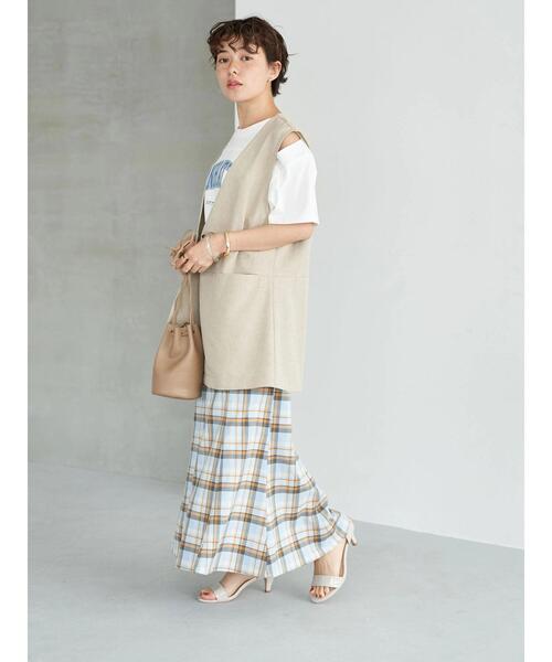earth music&ecology(アースミュージックアンドエコロジー)の「マドラスチェックマーメイドスカート(スカート・レディース・ブラウン系その他4/ベージュ系その他4/ブルー系その他2・S/M)」の22枚目の写真
