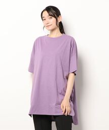 Samansa Mos2 blue | 【USAコットン】チュニックTシャツ(Tシャツ/カットソー)