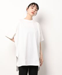Samansa Mos2 blue | 【USAコットン】チュニックTシャツ(Tシャツ/カットソー)