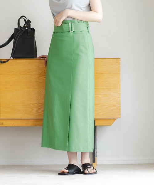 Andemiu（アンデミュウ）の「ハイウエストＩラインスカート348112（スカート・レディース・パープル/ブラウン/イエロー系その他/グリーン・FREE）」の2枚目の写真