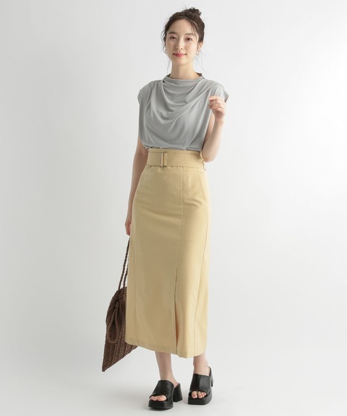 Andemiu（アンデミュウ）の「ハイウエストＩラインスカート348112（スカート・レディース・パープル/ブラウン/イエロー系その他/グリーン・FREE）」の13枚目の写真