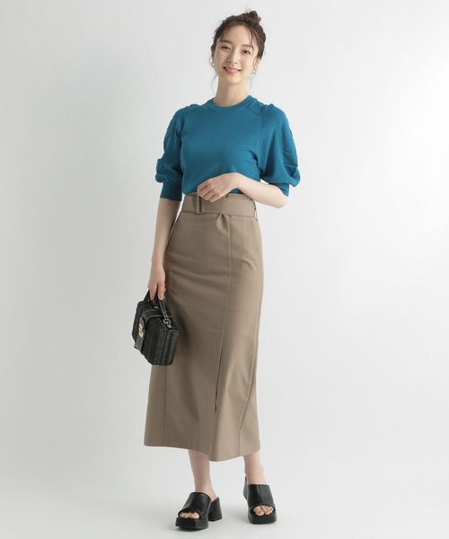 Andemiu（アンデミュウ）の「ハイウエストＩラインスカート348112（スカート・レディース・パープル/ブラウン/イエロー系その他/グリーン・FREE）」の20枚目の写真