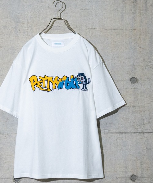 Limited Line Naive Magic(リミテッドラインナイーブマジック)の「【a】〔PETTY WOLF〕サガラ刺繍フロントロゴ 半袖BIGTシャツ(Tシャツ/カットソー・メンズ・ブルー/ホワイト/グリーン/ブラック・MEDIUM/LARGE)」の9枚目の写真