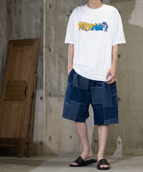 Limited Line Naive Magic(リミテッドラインナイーブマジック)の「【a】〔PETTY WOLF〕サガラ刺繍フロントロゴ 半袖BIGTシャツ(Tシャツ/カットソー・メンズ・ブルー/ホワイト/グリーン/ブラック・MEDIUM/LARGE)」の17枚目の写真
