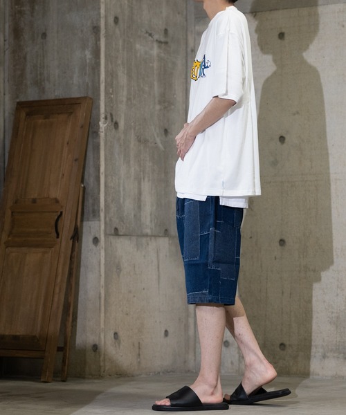 Limited Line Naive Magic(リミテッドラインナイーブマジック)の「【a】〔PETTY WOLF〕サガラ刺繍フロントロゴ 半袖BIGTシャツ(Tシャツ/カットソー・メンズ・ブルー/ホワイト/グリーン/ブラック・MEDIUM/LARGE)」の18枚目の写真