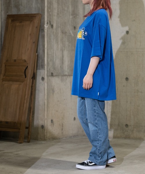 Limited Line Naive Magic(リミテッドラインナイーブマジック)の「【a】〔PETTY WOLF〕サガラ刺繍フロントロゴ 半袖BIGTシャツ(Tシャツ/カットソー・メンズ・ブルー/ホワイト/グリーン/ブラック・MEDIUM/LARGE)」の22枚目の写真