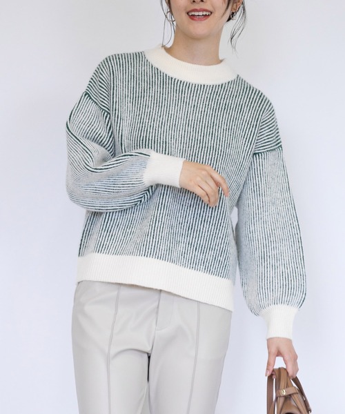 RANAN（ラナン）の「ストライプ配色ニット（ニット/セーター・レディース・ベージュ/オレンジ/グリーン・LL/M/L）」の16枚目の写真