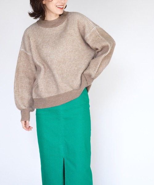 RANAN（ラナン）の「ストライプ配色ニット（ニット/セーター・レディース・ベージュ/オレンジ/グリーン・LL/M/L）」の11枚目の写真
