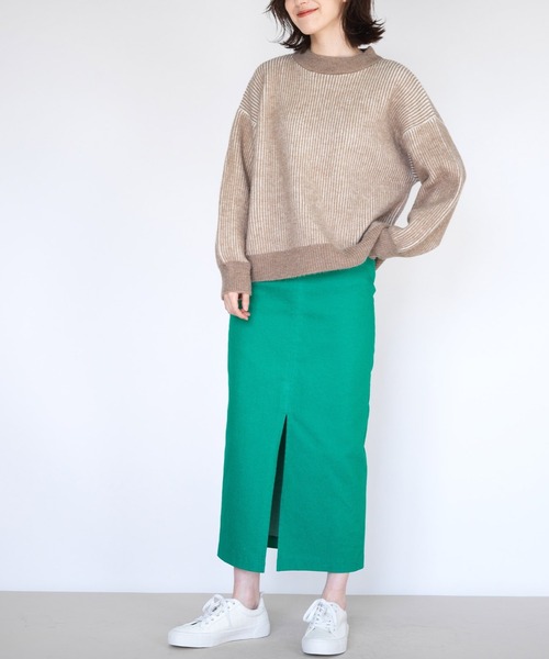 RANAN（ラナン）の「ストライプ配色ニット（ニット/セーター・レディース・ベージュ/オレンジ/グリーン・LL/M/L）」の12枚目の写真