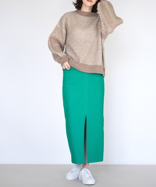 RANAN（ラナン）の「ストライプ配色ニット（ニット/セーター・レディース・ベージュ/オレンジ/グリーン・LL/M/L）」の13枚目の写真