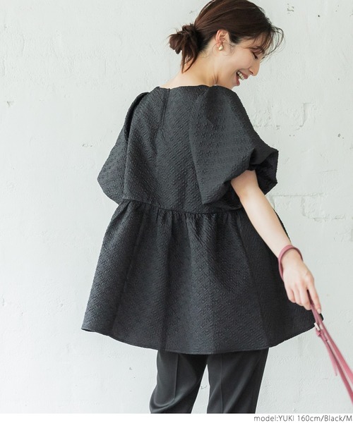 coca（coca）（コカ）の「＼新色登場／エンボススクエアブラウス（シャツ/ブラウス・レディース・ブラック/アイボリー/ライトグリーン・M/L）」の7枚目の写真