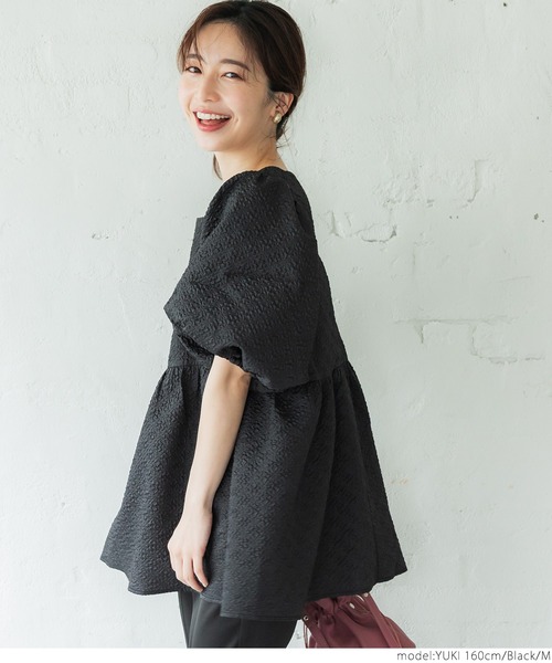 coca（coca）（コカ）の「＼新色登場／エンボススクエアブラウス（シャツ/ブラウス・レディース・ブラック/アイボリー/ライトグリーン・M/L）」の9枚目の写真