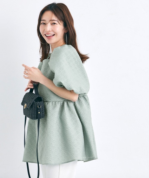 coca（coca）（コカ）の「＼新色登場／エンボススクエアブラウス（シャツ/ブラウス・レディース・ブラック/アイボリー/ライトグリーン・M/L）」の18枚目の写真