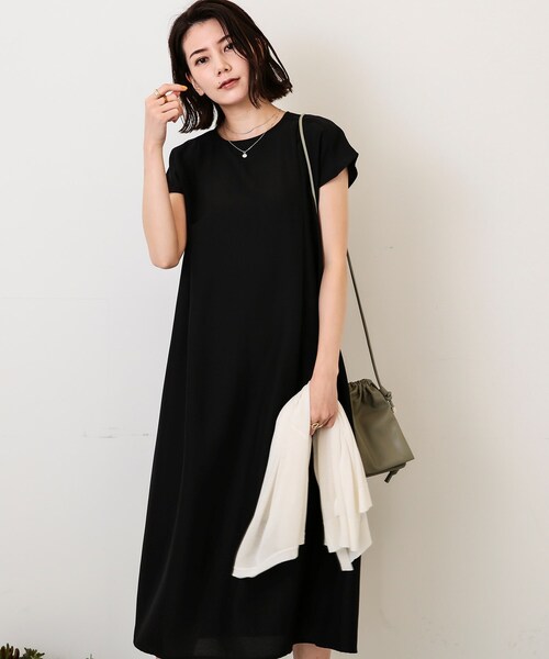 DRESKIP(ドレスキップ)の「◆麻調フレンチタックワンピース(ワンピース・レディース・グレー系その他/オレンジ/ブラック・03/02)」の2枚目の写真