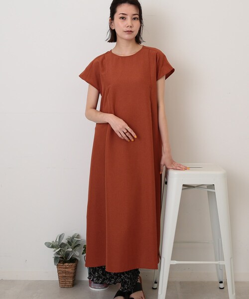 DRESKIP(ドレスキップ)の「◆麻調フレンチタックワンピース(ワンピース・レディース・グレー系その他/オレンジ/ブラック・03/02)」の10枚目の写真