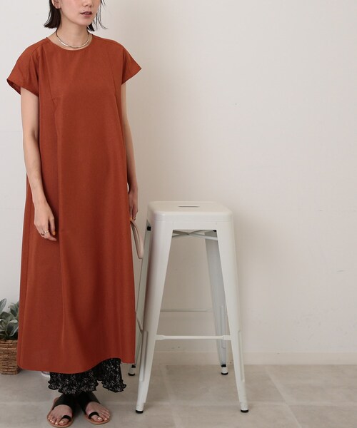 DRESKIP(ドレスキップ)の「◆麻調フレンチタックワンピース(ワンピース・レディース・グレー系その他/オレンジ/ブラック・03/02)」の9枚目の写真