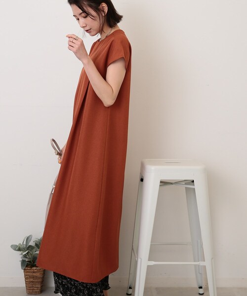 DRESKIP(ドレスキップ)の「◆麻調フレンチタックワンピース(ワンピース・レディース・グレー系その他/オレンジ/ブラック・03/02)」の6枚目の写真