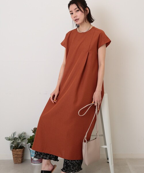 DRESKIP(ドレスキップ)の「◆麻調フレンチタックワンピース(ワンピース・レディース・グレー系その他/オレンジ/ブラック・03/02)」の13枚目の写真