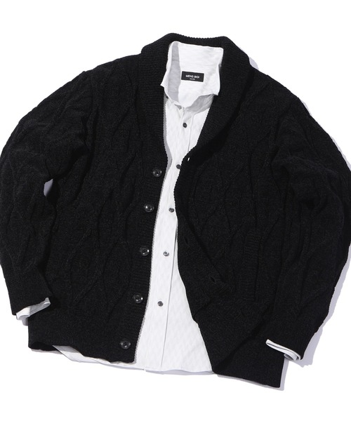 MEN'S BIGI(メンズビギ)の「5Gモールケーブルカーディガン(カーディガン/ボレロ・メンズ・ブラック/ベージュ・01/02/03)」の1枚目の写真