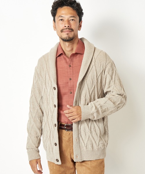 MEN'S BIGI(メンズビギ)の「5Gモールケーブルカーディガン(カーディガン/ボレロ・メンズ・ブラック/ベージュ・01/02/03)」の8枚目の写真