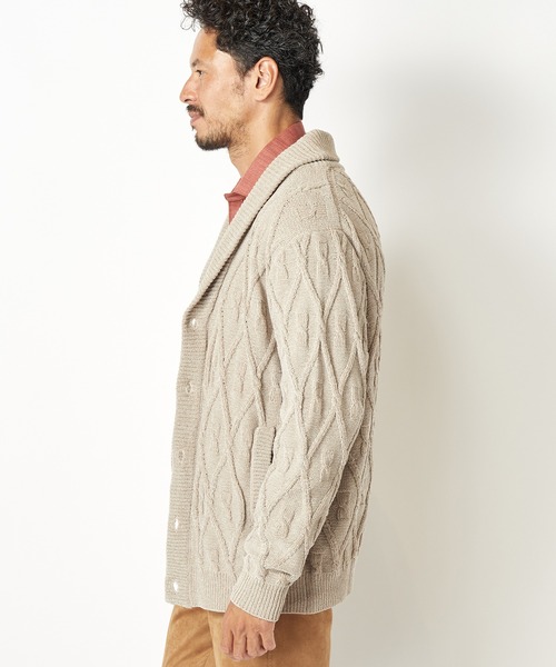 MEN'S BIGI(メンズビギ)の「5Gモールケーブルカーディガン(カーディガン/ボレロ・メンズ・ブラック/ベージュ・01/02/03)」の9枚目の写真