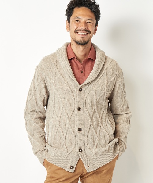 MEN'S BIGI(メンズビギ)の「5Gモールケーブルカーディガン(カーディガン/ボレロ・メンズ・ブラック/ベージュ・01/02/03)」の7枚目の写真