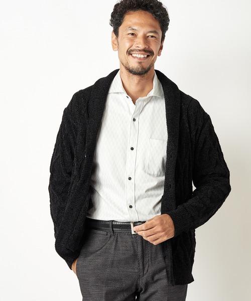 MEN'S BIGI(メンズビギ)の「5Gモールケーブルカーディガン(カーディガン/ボレロ・メンズ・ブラック/ベージュ・01/02/03)」の6枚目の写真