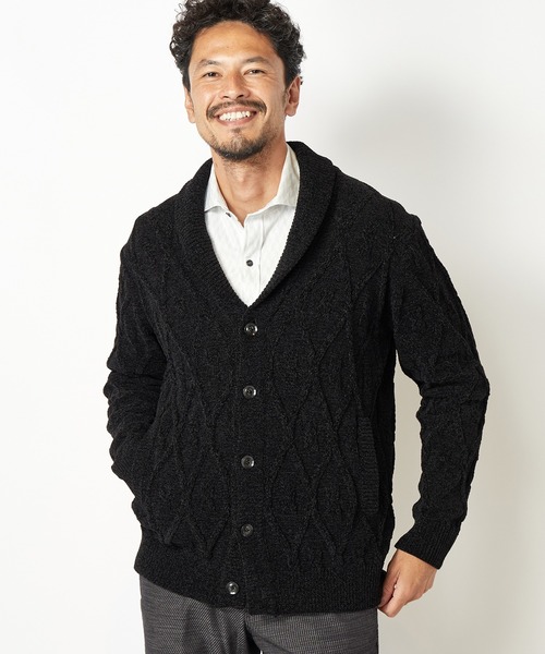 MEN'S BIGI(メンズビギ)の「5Gモールケーブルカーディガン(カーディガン/ボレロ・メンズ・ブラック/ベージュ・01/02/03)」の5枚目の写真