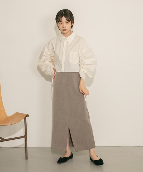 KBF（ケイビーエフ）の「ドロストギャザースリーブシャツ（シャツ/ブラウス・レディース・オフホワイト/ラベンダー/チャコールグレー・ONE）」の12枚目の写真