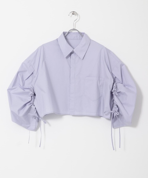 KBF（ケイビーエフ）の「ドロストギャザースリーブシャツ（シャツ/ブラウス・レディース・オフホワイト/ラベンダー/チャコールグレー・ONE）」の6枚目の写真