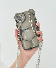 macaroni edge | 〈macaroni edge/マカロニエッジ〉クマのダイカットクリアチェーン付きiPhoneケース(iphone11/12/12pro/13/13pro)(スマホケース/カバー)