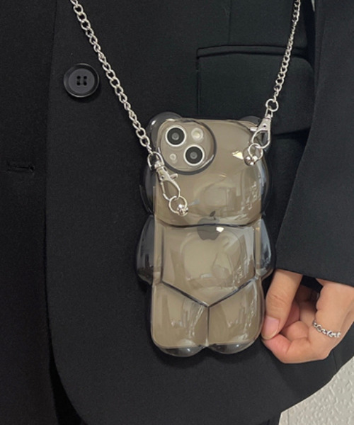 macaroni edge（マカロニエッジ）の「〈macaroni edge/マカロニエッジ〉クマのダイカットクリアチェーン付きiPhoneケース(iphone11/12/12pro/13/13pro)（スマホケース/カバー・レディース・ホワイト/ブラック/パープル・iPhone 12/iPhone 13/iPhone 13 Pro/iPhone 12 Pro/iPhone 11）」の5枚目の写真