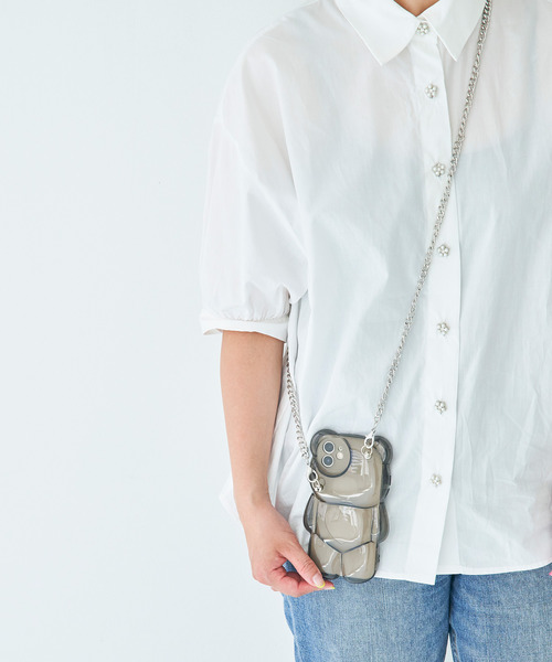 macaroni edge（マカロニエッジ）の「〈macaroni edge/マカロニエッジ〉クマのダイカットクリアチェーン付きiPhoneケース(iphone11/12/12pro/13/13pro)（スマホケース/カバー・レディース・ホワイト/ブラック/パープル・iPhone 12/iPhone 13/iPhone 13 Pro/iPhone 12 Pro/iPhone 11）」の9枚目の写真