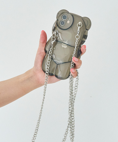 macaroni edge（マカロニエッジ）の「〈macaroni edge/マカロニエッジ〉クマのダイカットクリアチェーン付きiPhoneケース(iphone11/12/12pro/13/13pro)（スマホケース/カバー・レディース・ホワイト/ブラック/パープル・iPhone 12/iPhone 13/iPhone 13 Pro/iPhone 12 Pro/iPhone 11）」の7枚目の写真