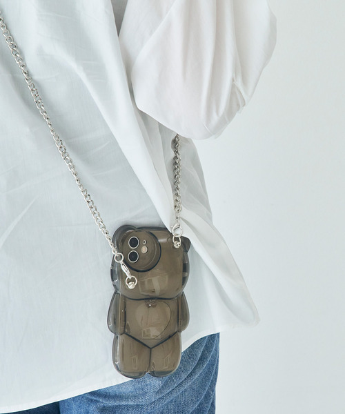 macaroni edge（マカロニエッジ）の「〈macaroni edge/マカロニエッジ〉クマのダイカットクリアチェーン付きiPhoneケース(iphone11/12/12pro/13/13pro)（スマホケース/カバー・レディース・ホワイト/ブラック/パープル・iPhone 12/iPhone 13/iPhone 13 Pro/iPhone 12 Pro/iPhone 11）」の10枚目の写真