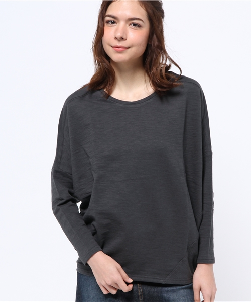 WHO'S WHO gallery（フーズフーギャラリー）の「【SMOOZZYS】切替デザインTEE（Tシャツ/カットソー・レディース・ホワイト/カーキ/ブラック/ライトグレー・FREE）」の15枚目の写真